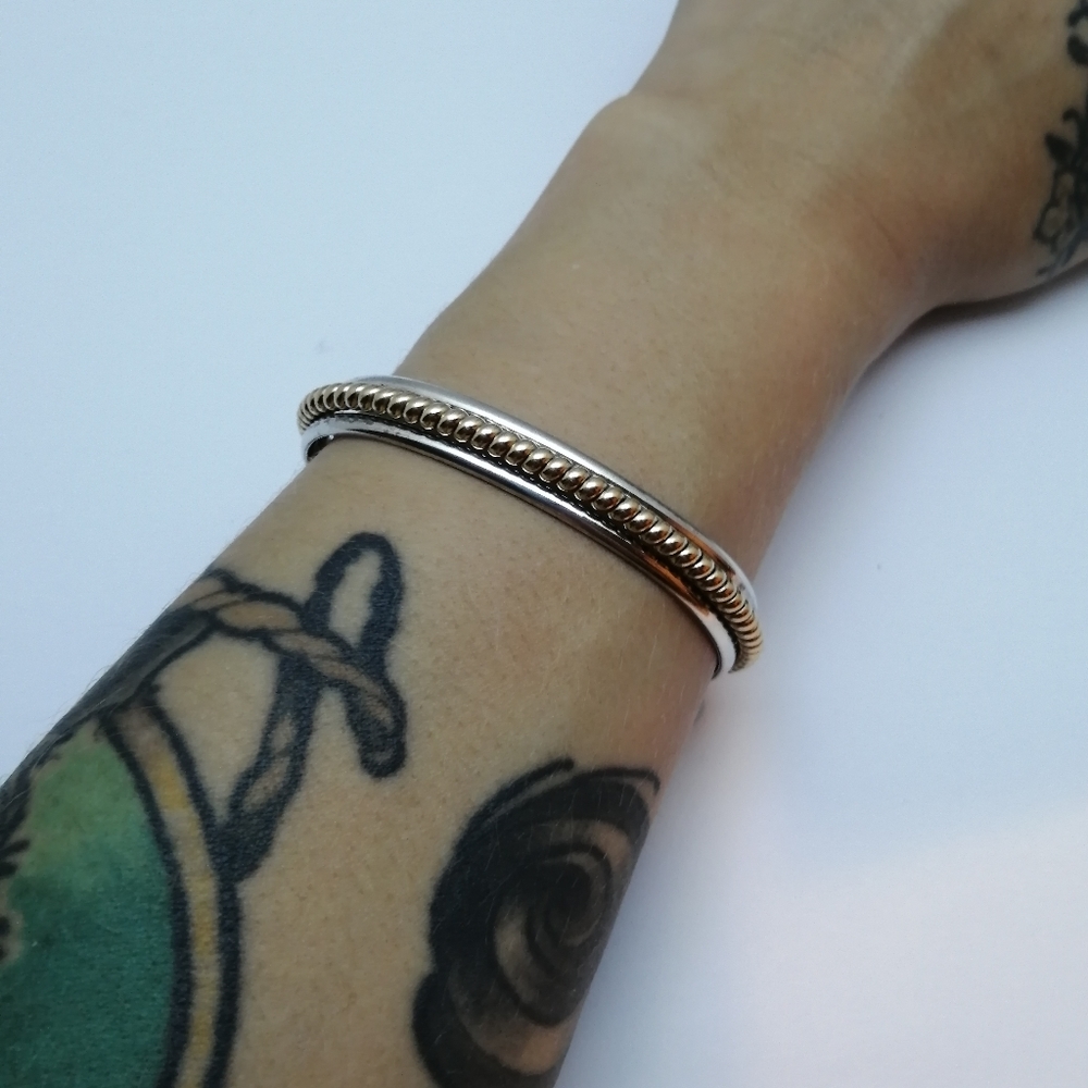 Vintage 12K GP & Solid Sterling Silver 925 Bangle